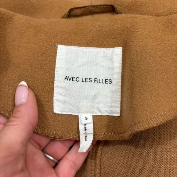 Ladies Avec Les Filles Camel Color Oversized Collar Hooded Coat Size Small - Picture 8 of 10